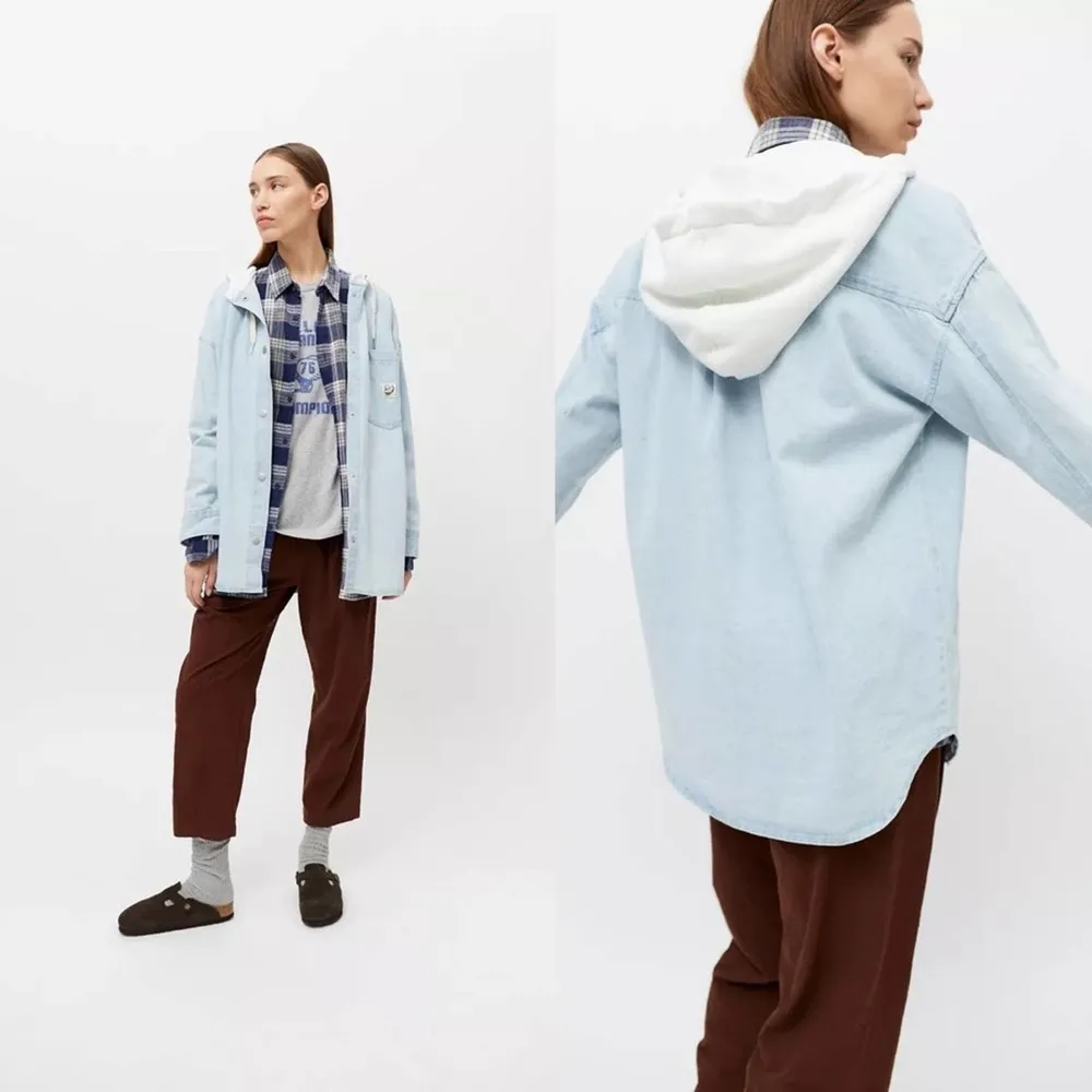 NWT Urban Outfitters BDG Blair Denim Hooded Shirt Jacket Light Wash Size XXS - Image 13