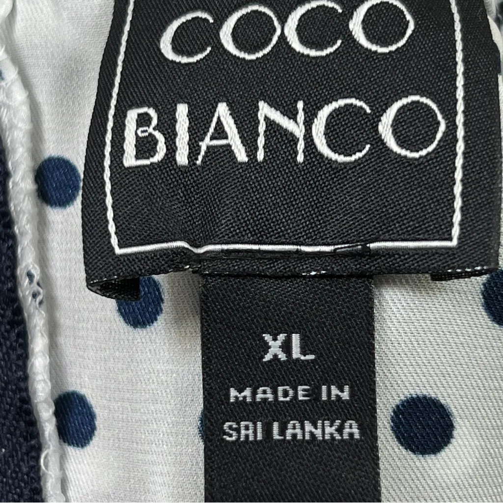 Coco Bianco XL Navy Blue Top with White Polka Dots & High Low Ducktail B… - Image 8