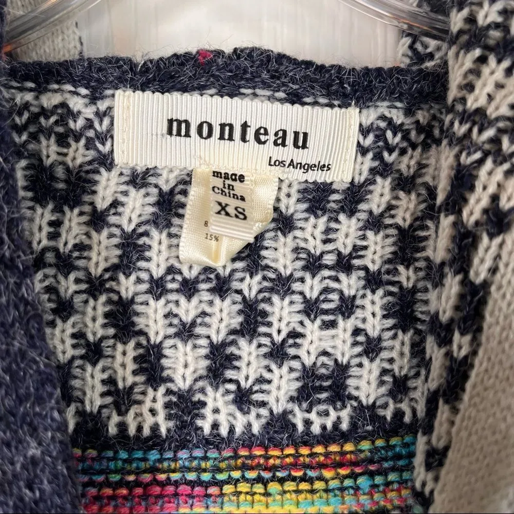 Monteau Hooded Open Cardigan Sweater Sz XS - Image 6
