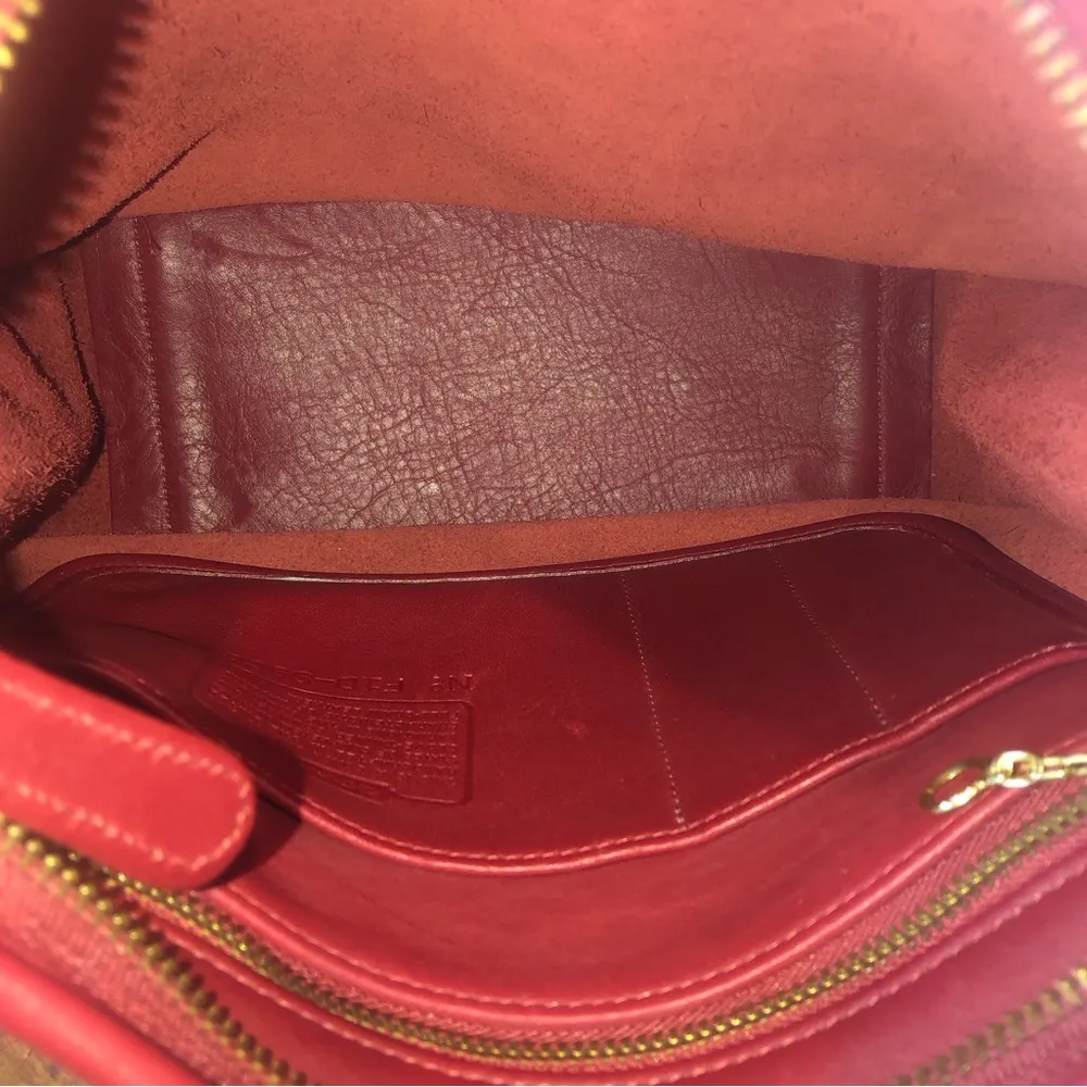 Vintage  Legacy Zip Red Glove-Tanned Leather Shoulder Bag 9966 COA - Image 7