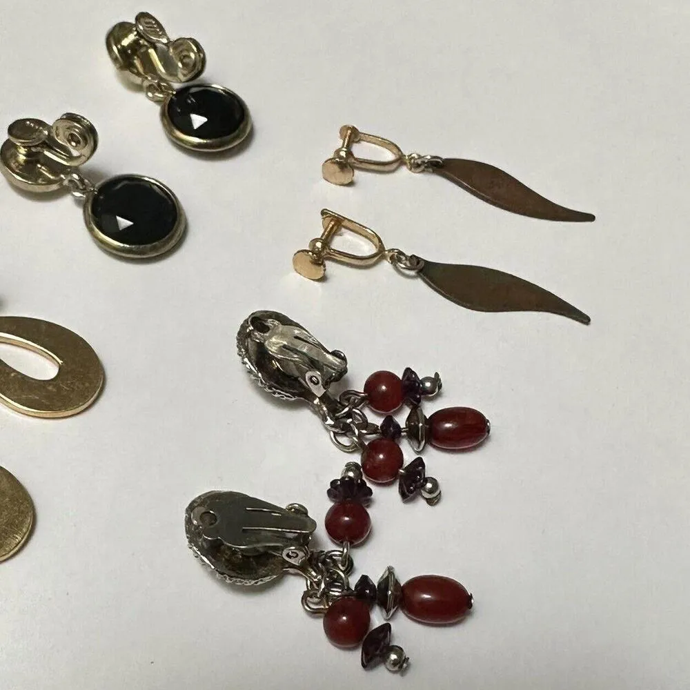Lot Of 4 Dangle Drop Clip On Screw On Earrings Mix 1 Monet 1 JJG Most Gold Tone - Image 8