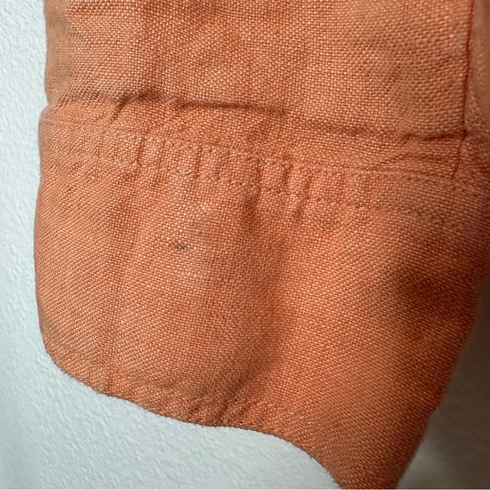 J. Jill Peach Linen Boxy Crop Button Down Jacket Lightweight Large - Image 5