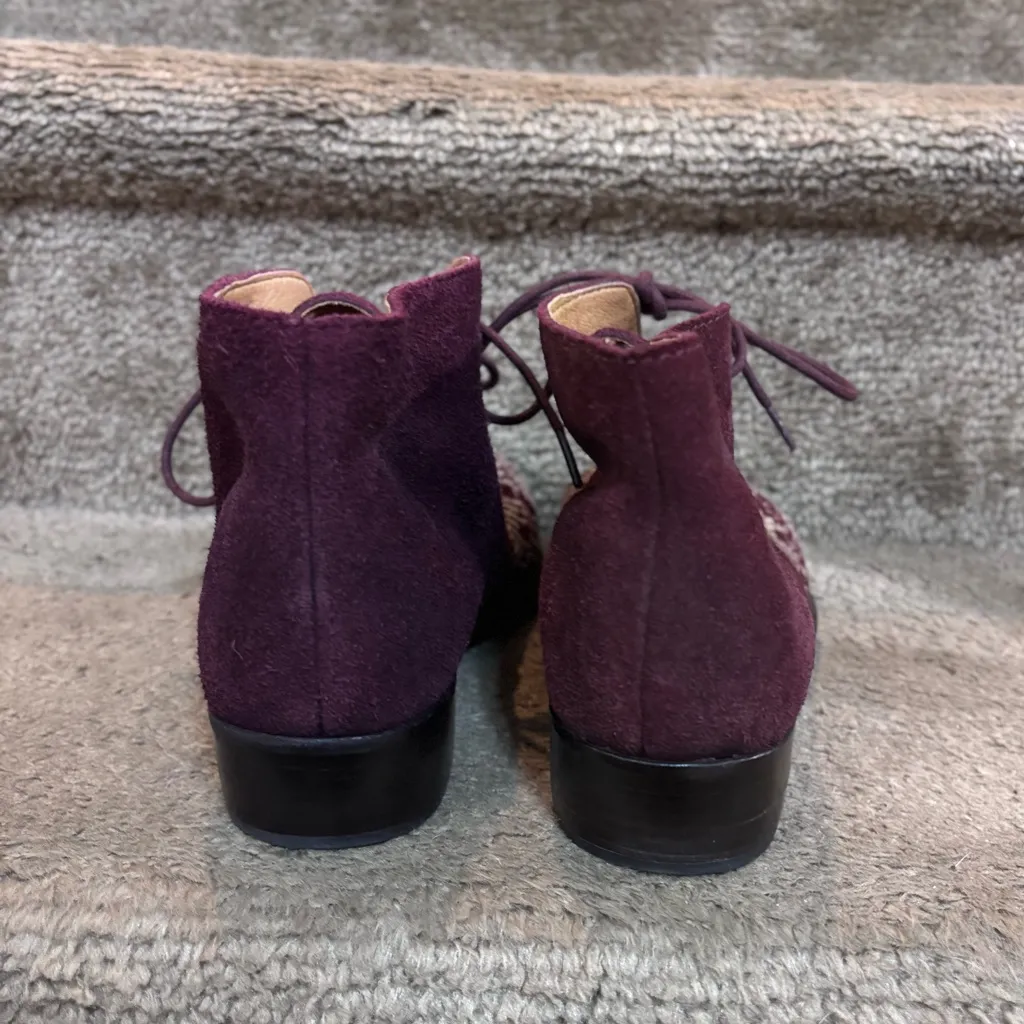 Latigo Anthropologie plum Suede ankle boots booties Sz 6.5 M women’s red EUC - Image 7