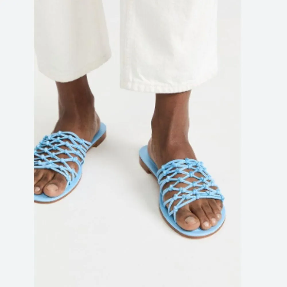 Mansur Gavriel Mignon baby blue pastel woven lambskin leather open toe Sandals 8 - Image 2