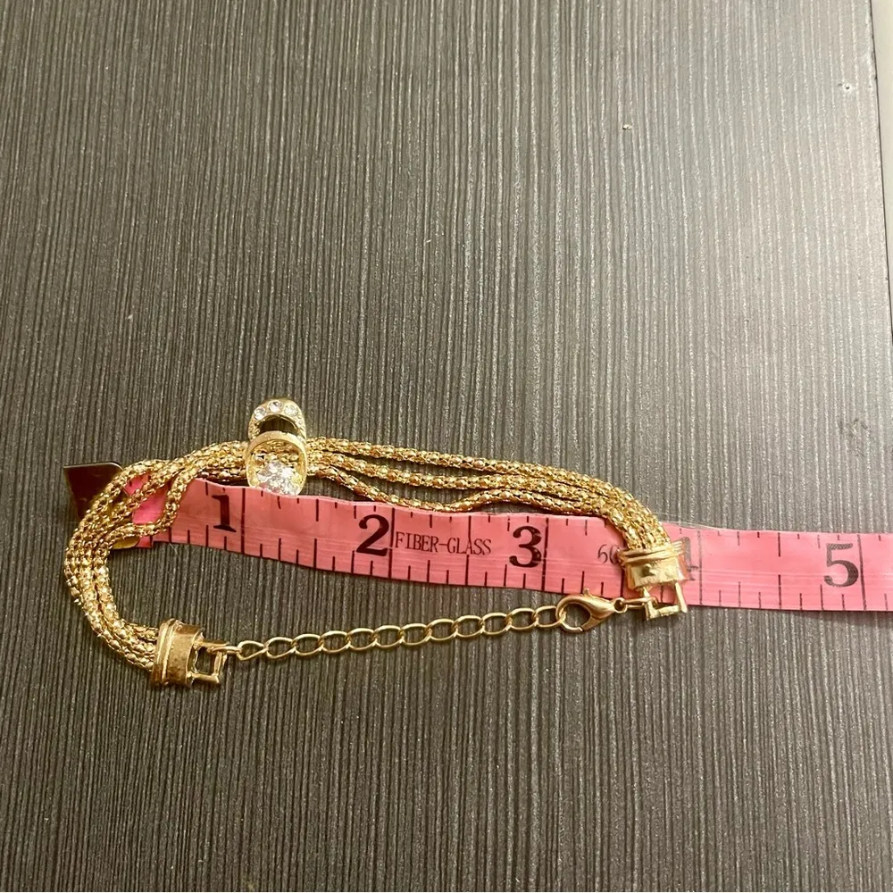 New! 4 Piece Set Earrings Necklace Bracelet Ring Pendant Chains Jewelry Women Gold - Image 5