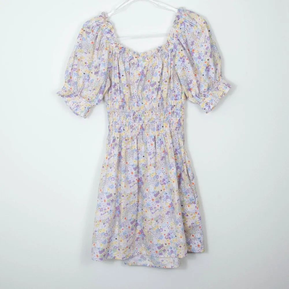 Levi's Puff Short Sleeve Smocked Floral Dress‎ Womens Size Large - Image 12