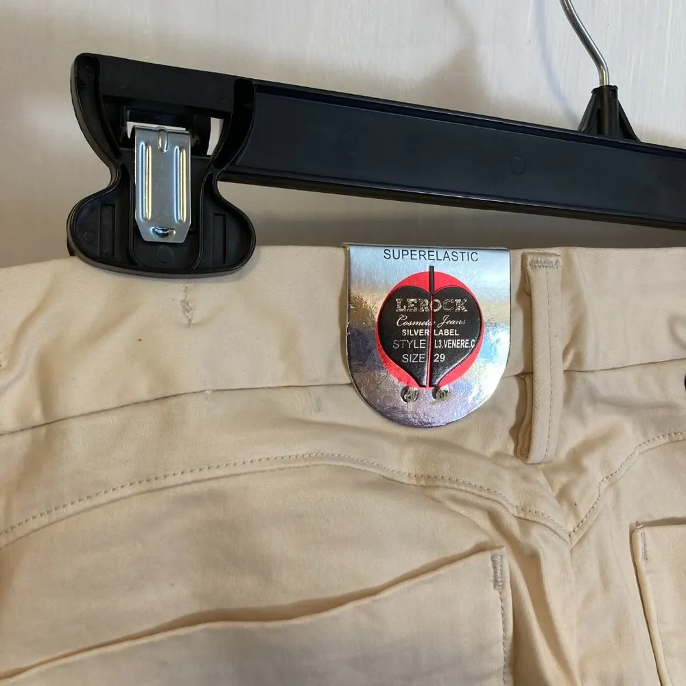 LeRock women's size 29 silver plated accessory skinny apple fit soft chino 31x32 Tan - Image 10