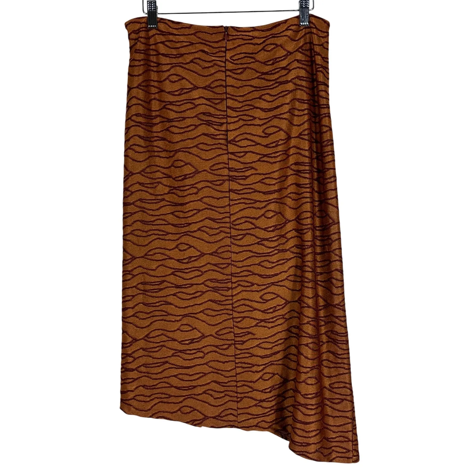 Zara Midi Skirt Womens L Brown Zebra Print Asymmetrical Slit Boho Earthy Indie - Image 4