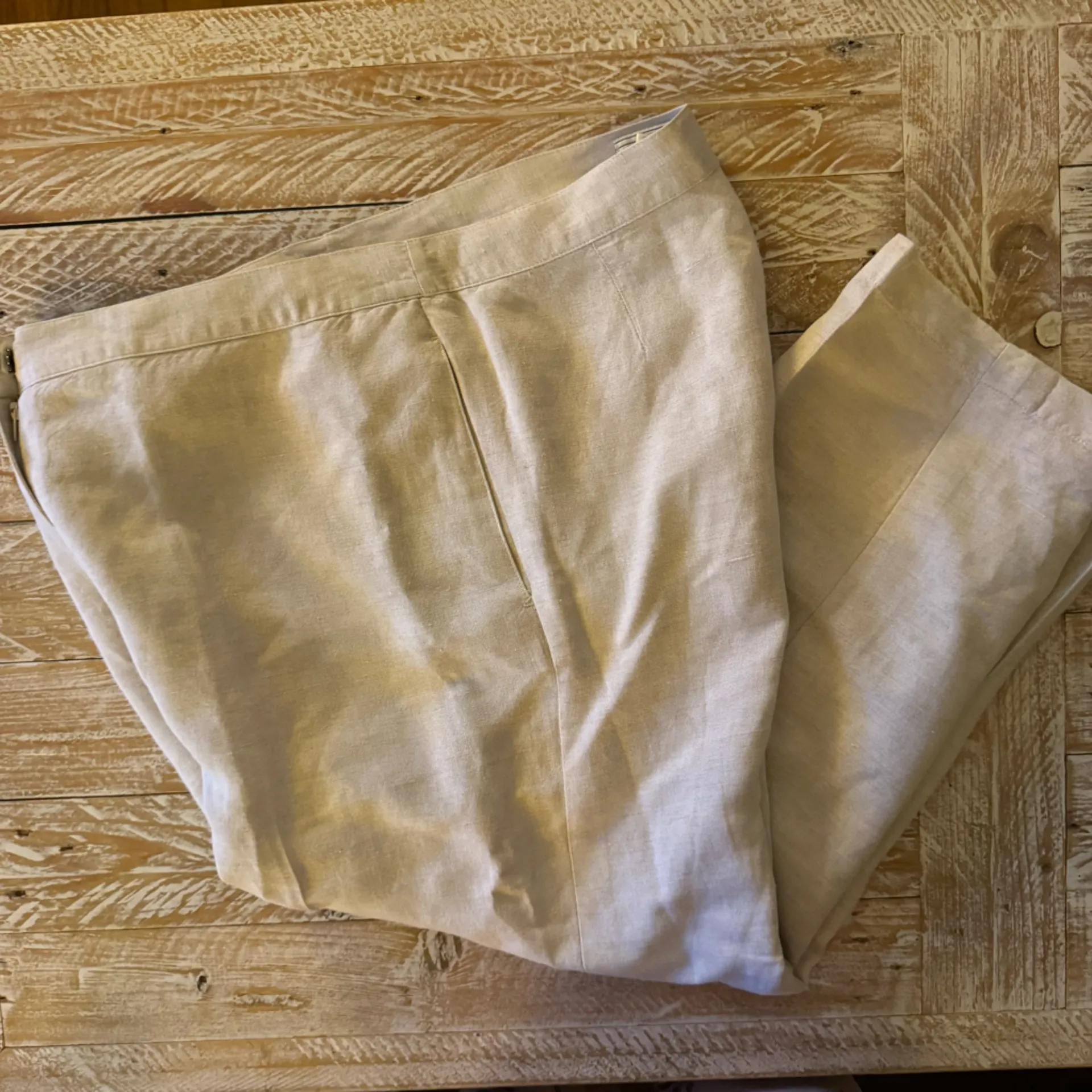 👒Jones New York Sport Women’s Tan Linen Blend Capri Pants Summer Vacation👒 ~12 - Image 6