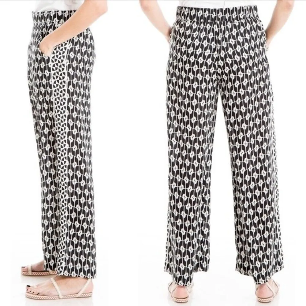Max Studio Wide Leg Pants Black Cream Pop Surf Geo Print Women’s Size Medium - Image 8