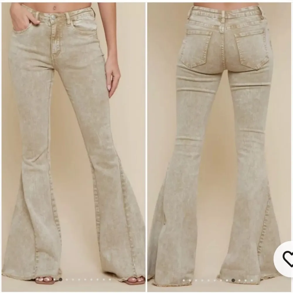 Flared Tan Denim Jeans Size M - Image 3