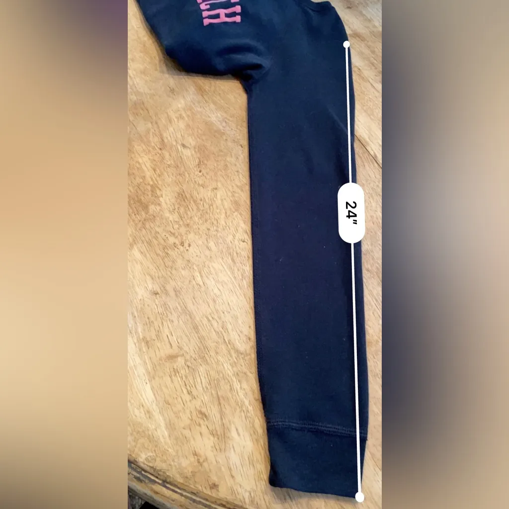 Abercrombie & Fitch Women’s‎ Medium Navy Sweatshirt  W/Pink Velveteen Graphics - Image 10