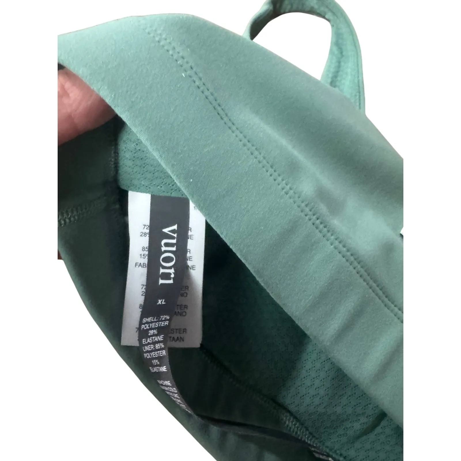 Vuori Airbrush Teal Green Ribbed Strap Sports Bra  Women's XL  Activewear - Image 4