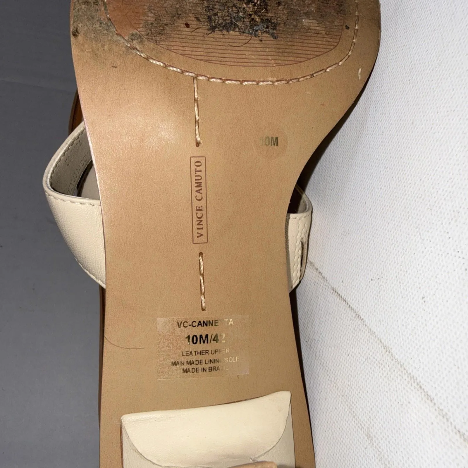 Vince Camuto Old Money Minimalist Square Toe Nude Cannetta Thong Sandals Size 10 - Image 10