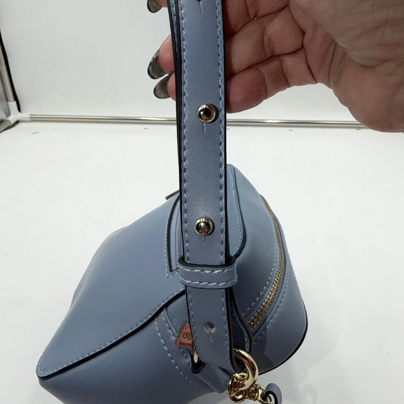 KC Jagger Blue Leather Crossbody Bag Tassel Shoulder Bag - Image 10