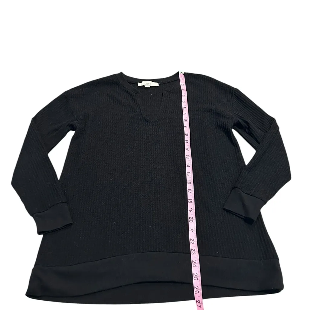 3/$15 LOFT soft black waffle knit top - Image 2