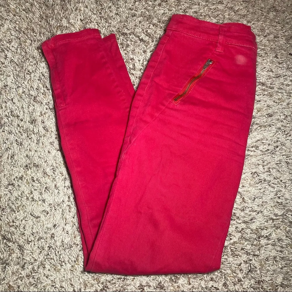 Red Zipper Silence + Noise High Waisted Jeggings Size 26 - Image 7