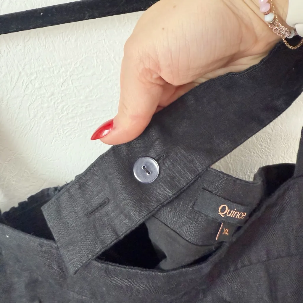 Quince Linen Fitted Tank Black Sleeveless Top Sz XL - Image 6