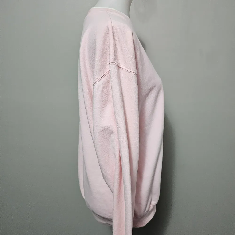 Vintage M&C Sportswear Pink Embroidered Cat Mockneck Sweatshirt Size Large - Image 3