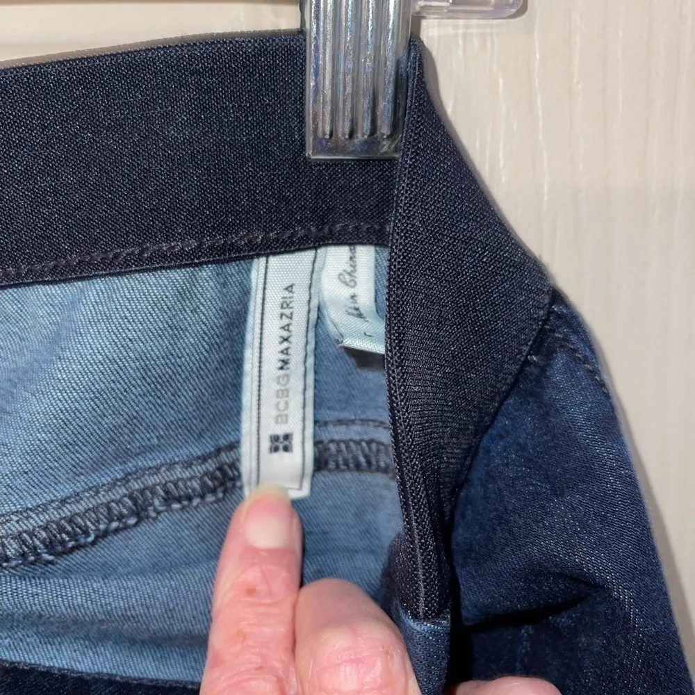 Bcbgmaxazria Myles Moto Denim Leggings sz L Pull on Skinny Fit Stretch Pants - Image 8