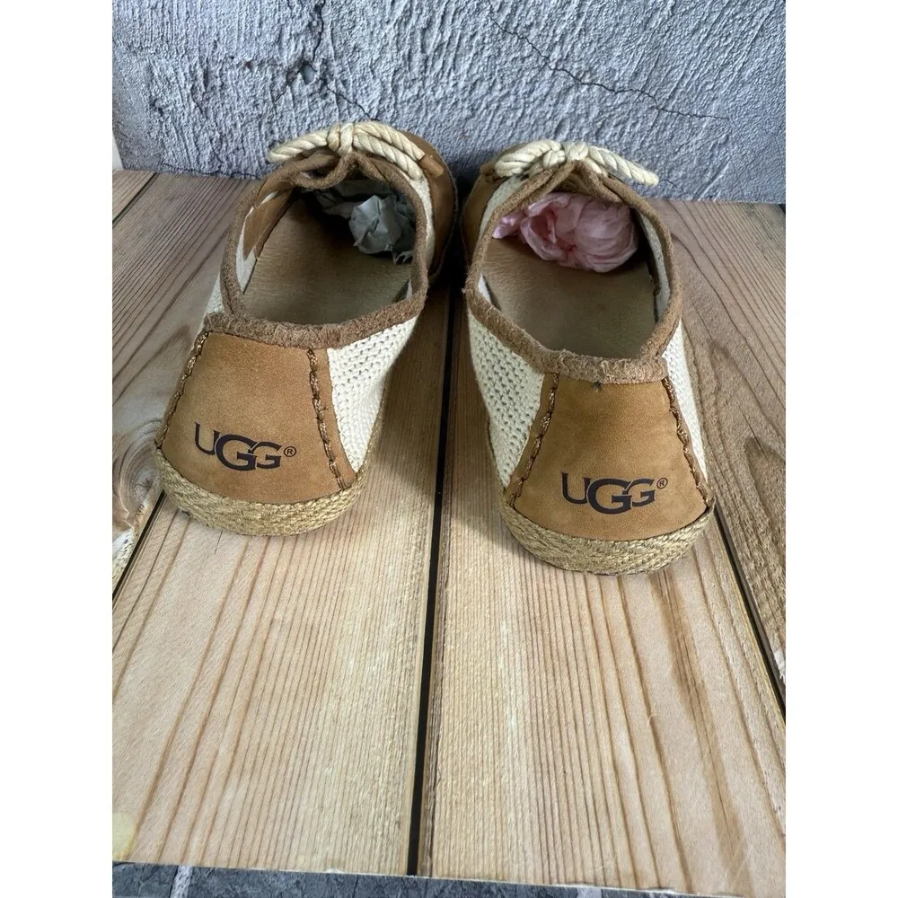 EUC UGG Australia Catrin Womens Crochet Espadrille Flats Tan/Cream Size US 5 - Image 5