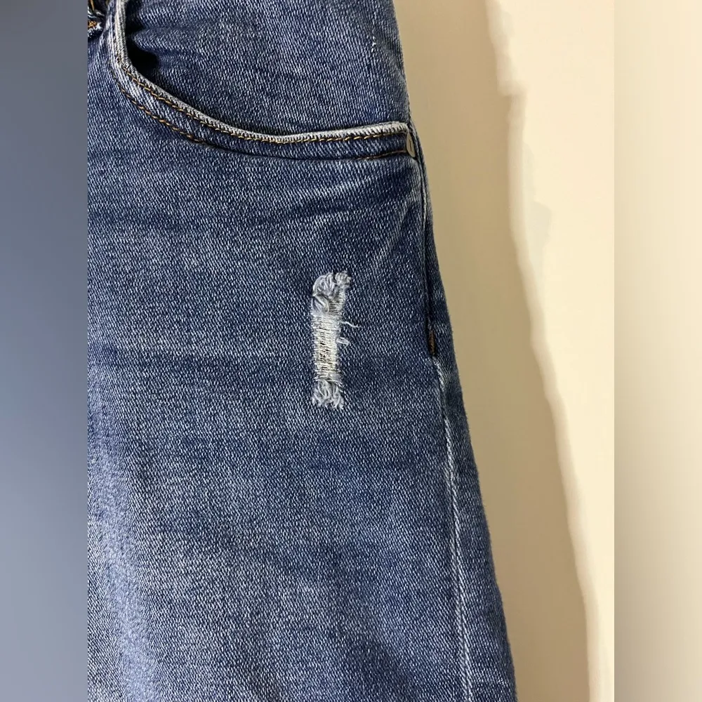 Kut From The Kloth Distressed Blue Cuffed Denim Pocket Biker Thigh Shorts Sz 18W - Image 7