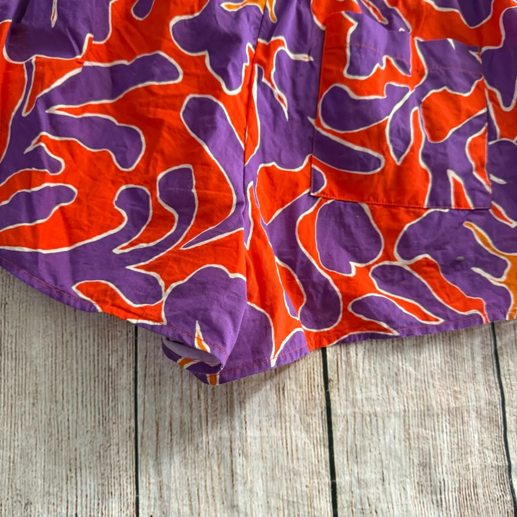 Anthropologie Cotton Poplin Drawstring Floral Purple Size Small Shorts - Image 12