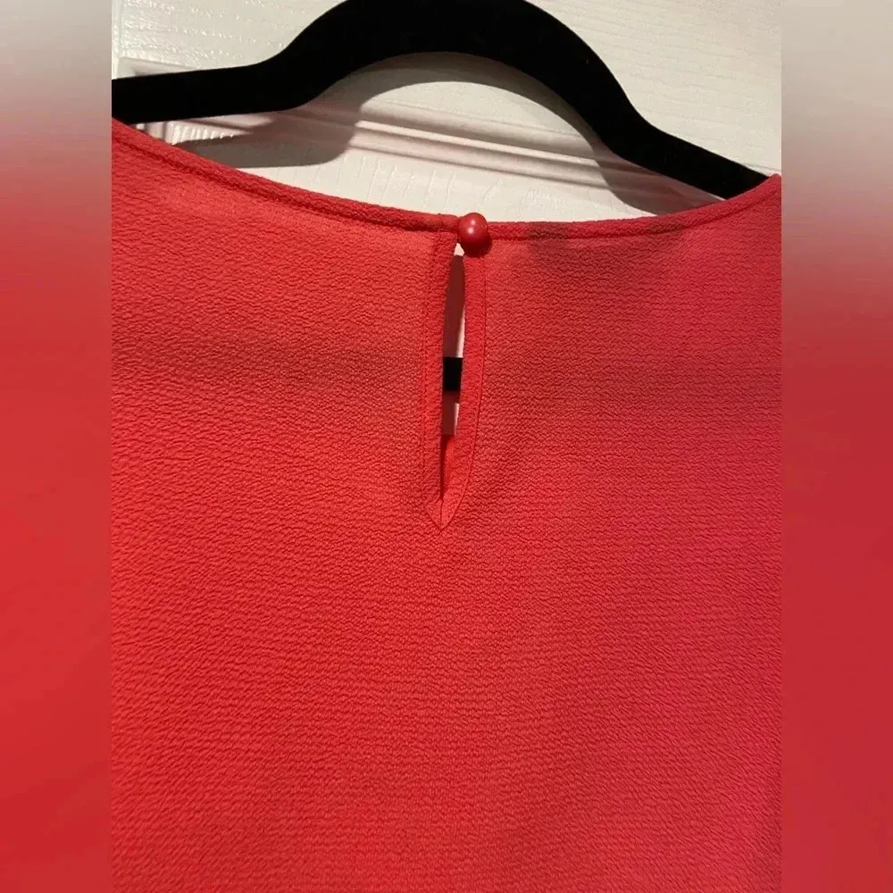 Apt 9 Pink Asymmetrical Tiered Top 3/4 Flare Sleeve Button Keyhole Back Size M - Image 6