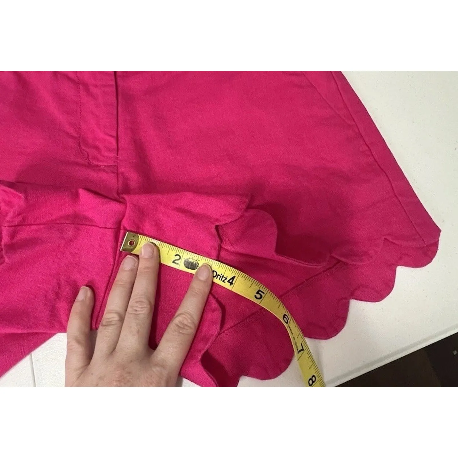 ) J Crew Women’s Hot Pink Linen Blend Scallop Edge Shorts Size 6 EUC - Image 6