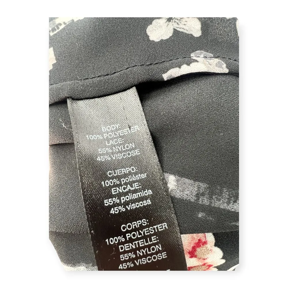 WHBM | 12 | Floral Pleated Front Pullover Top Lace Peasant Top Blouse - Image 6