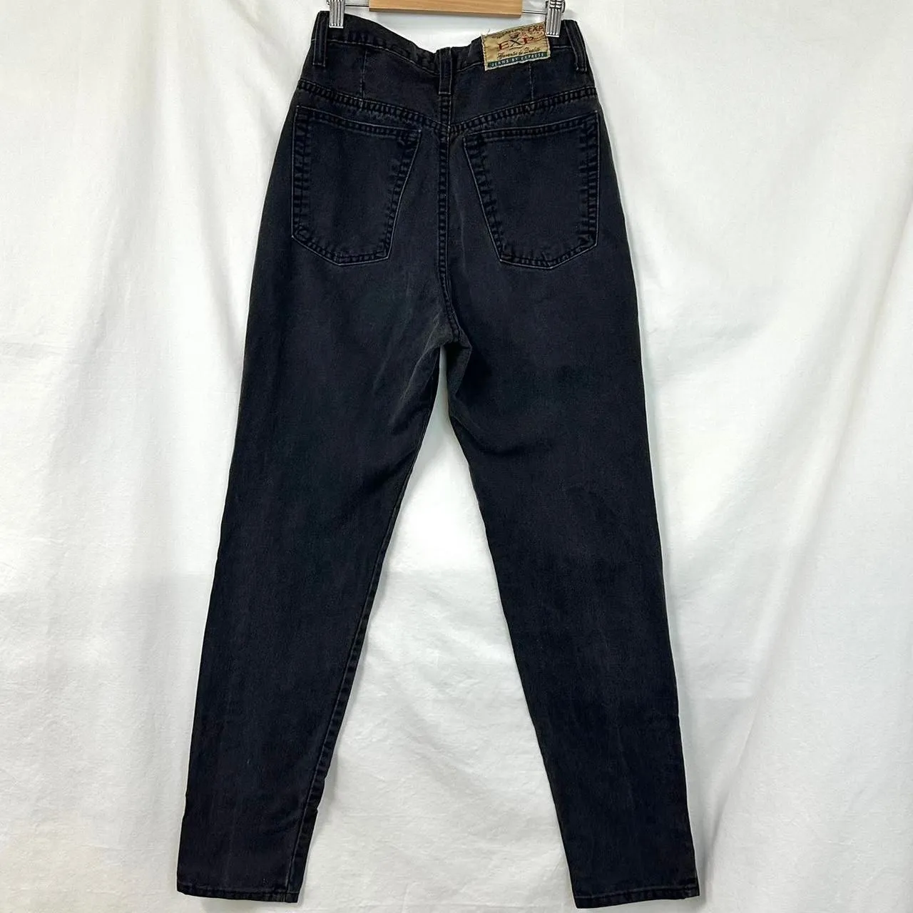EXPRESS Vintage 90s‎ No 4 EXP Black Denim High Rise Tapered Jeans Womens 7/8 Y2K - Image 4