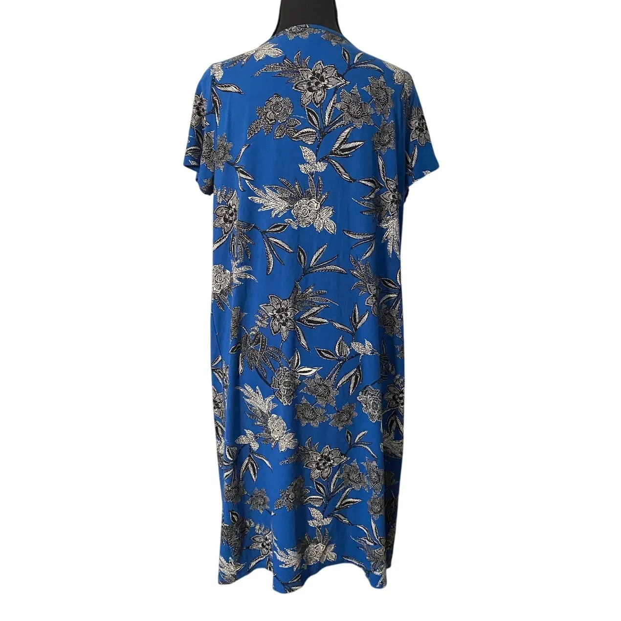 J. Jill Wearever Collection‎ Blue Floral Midi Dress Women’s Small Short Sleeve - Image 2