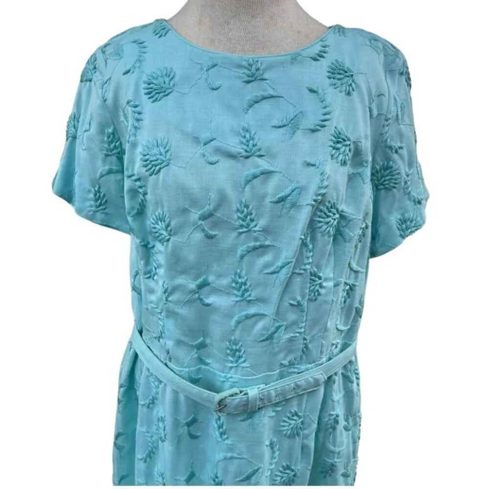 1960s Vintage Amy Vanderbilt by Bristol Dress, Mint/Aqua Size 10/12 Large - Image 3