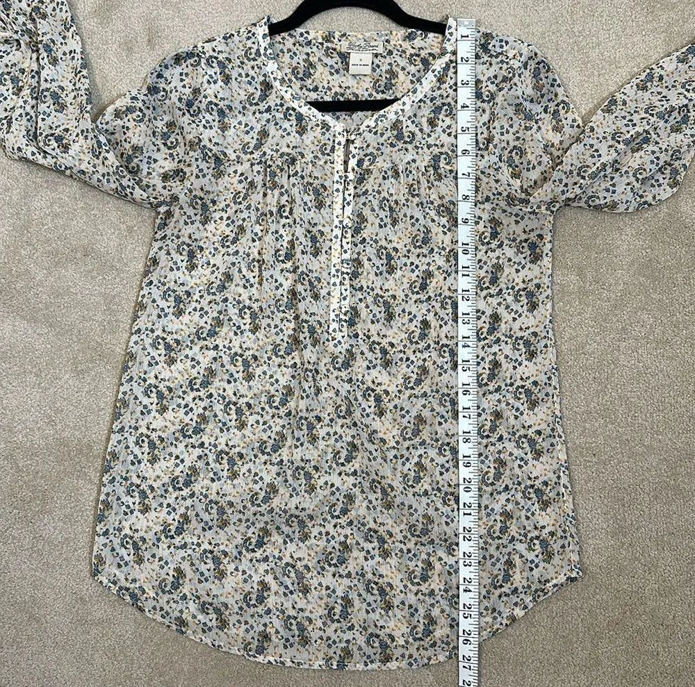 Lucky Brand Semi Sheer Floral Longsleeve Top Women Small - Image 7