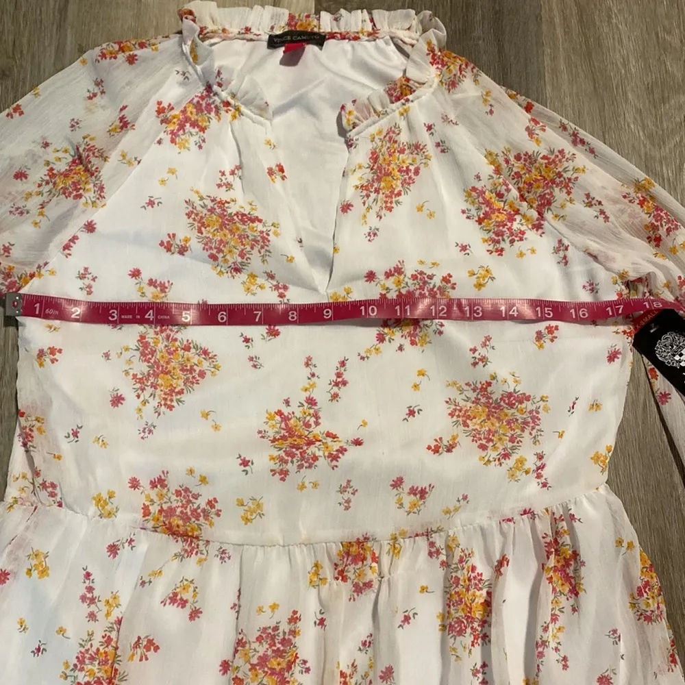 New Vince Camuto boho floral V-neck tiered ruffle mini dress size XS - Image 8