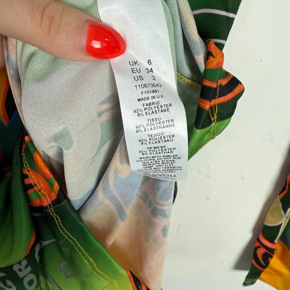 NWOT ASOS ASYOU Bandeau Insert Dress in Play Print Mini Orange Size 2 NEW - Image 8