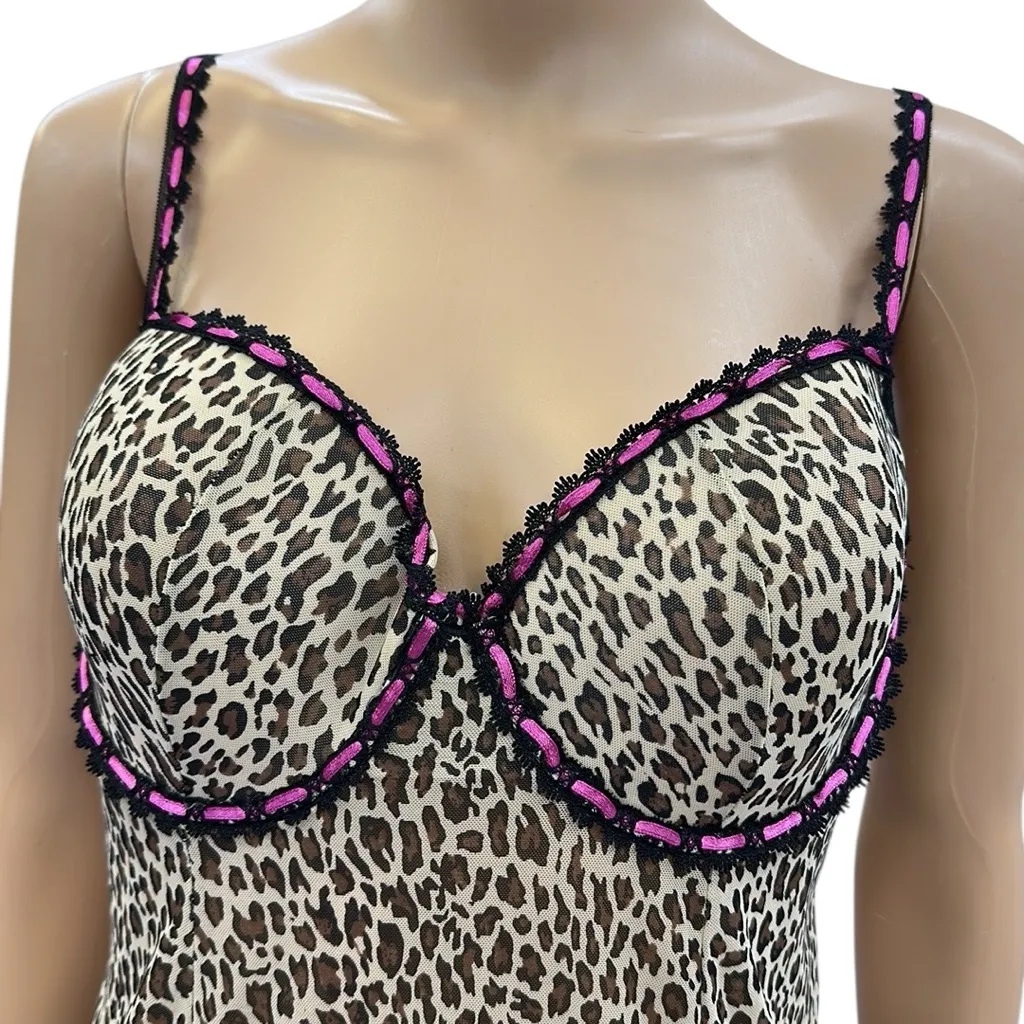 Vintage Y2K Rampage Semi Sheer Mesh Animal Print Cami Lingerie Top Womens 2X - Image 4