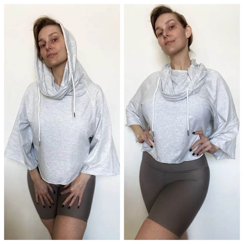 Namastetics Hoodie Athleisure NEW Activewear Pullover Lounge XL Grey Crop - Image 2