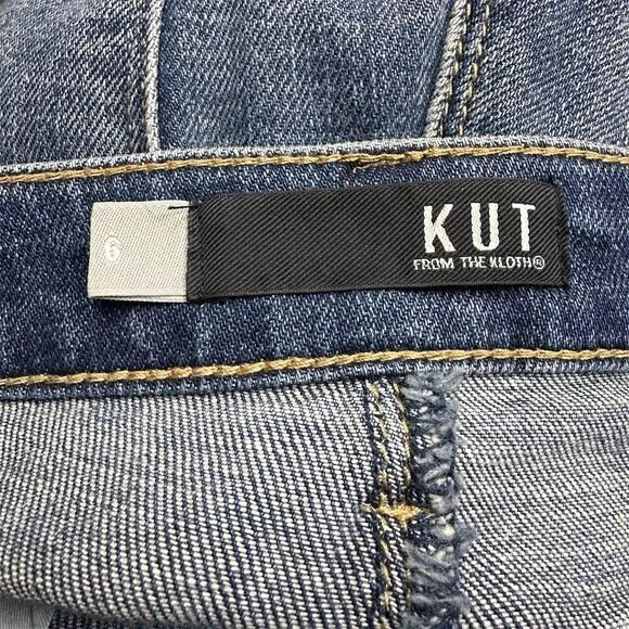 Kut from the Kloth Women's Reese Ankle Straight Jeans Size 6‎ Blue Distressed - Image 4