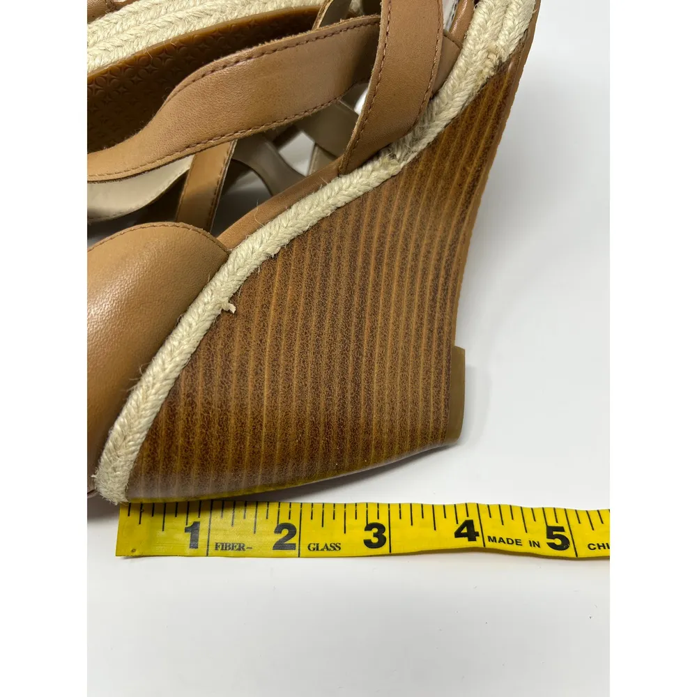 Tahari Women's‎ Strappy Leather Wedge Sandals Brown Sz 9.5 - Image 7