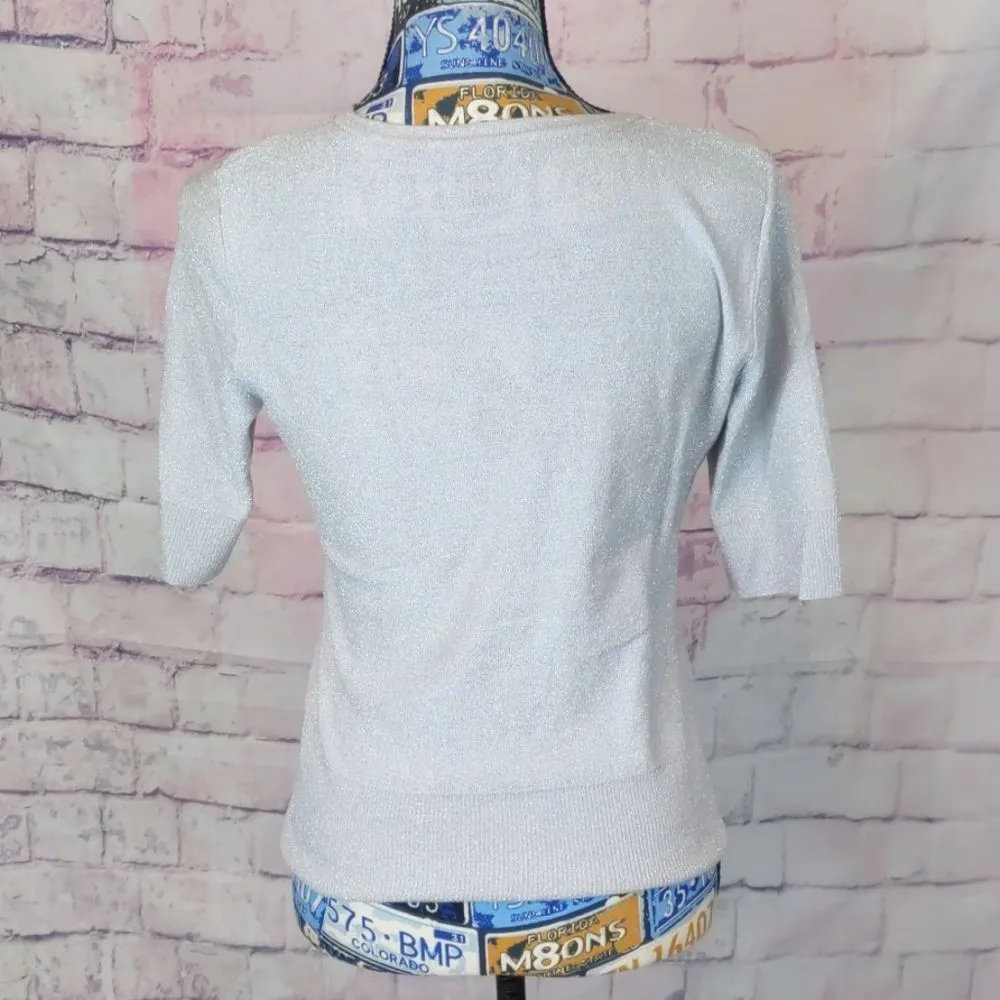 WHITE house black market silver sparkle top small - Image 4