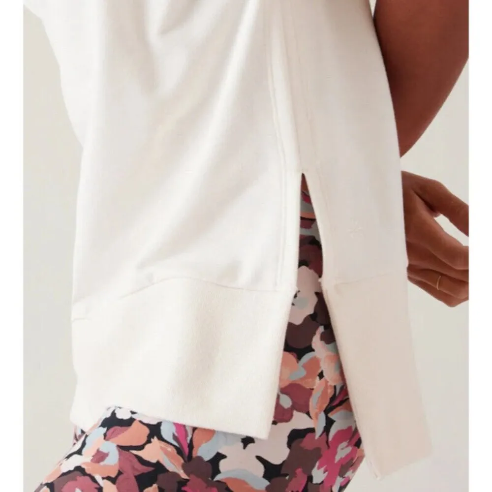 Athleta XL Retroterry V-Neck Sweatshirt Tee  Sleeveless Cream Ivory - Image 6