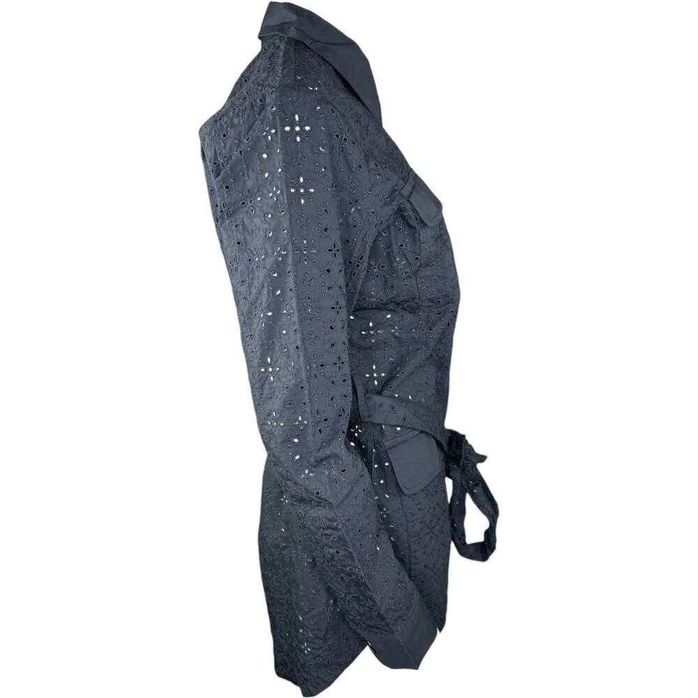 Isaac Mizrahi Live! Embroidered Cotton Eyelet Jacket Pitch Black X - Image 8