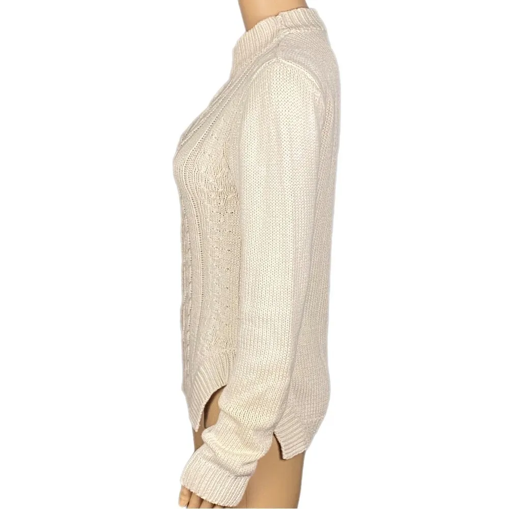 VIVIENNE TAM ivory Fisherman style, knit sweater w/squared off hem. Small. EUC - Image 6