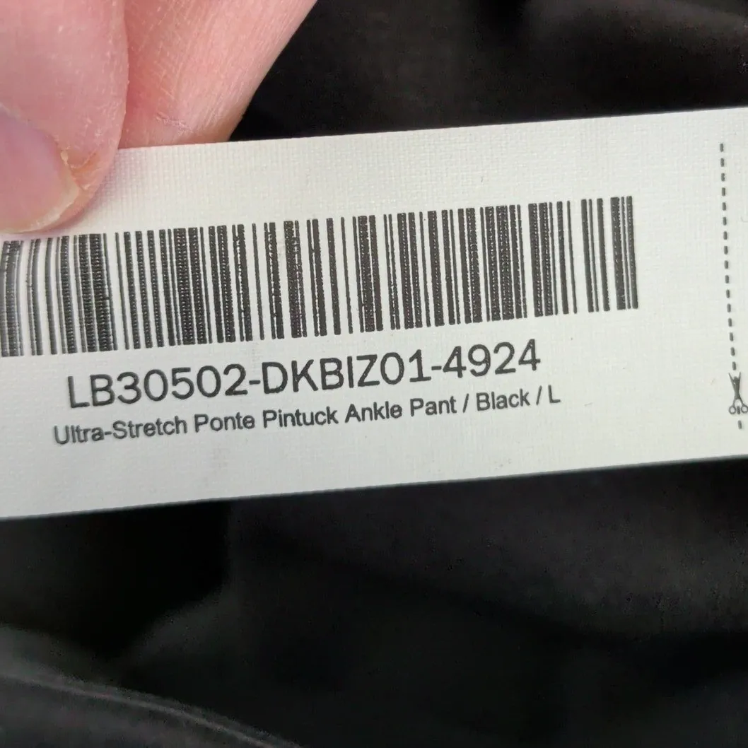 Quince Ultra Stretch Ponte Pintuck Ankle  Pants Black Casual Dress Women's Large - Image 5