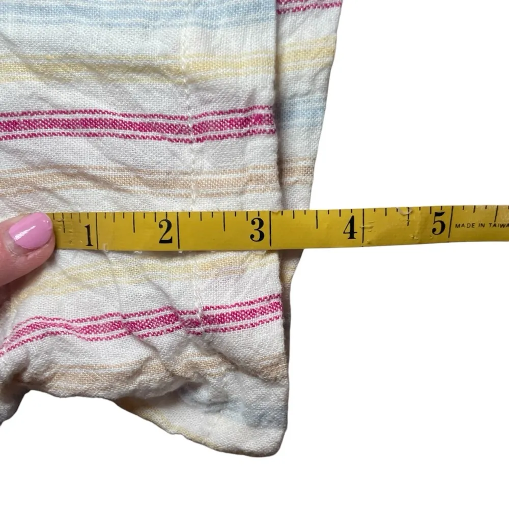 Gap‎ Linen Blend Shorts Womens XL Striped Yellow Pink Blue High Rise Beach Boho - Image 5