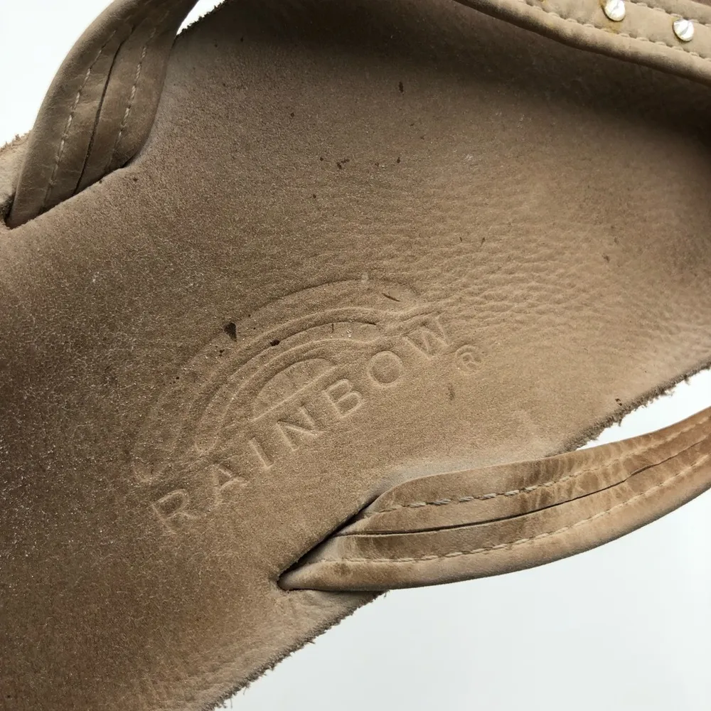 Women’s Rainbow Beige Leather with Rhinestone Double Sole Sandals Size 11 - Image 8