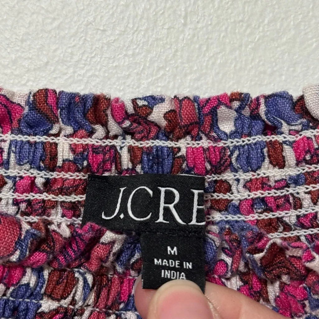 J. Crew Afternoon Linen Sun Dress in Berry Floral BR439 Women's Size Medium - Image 4