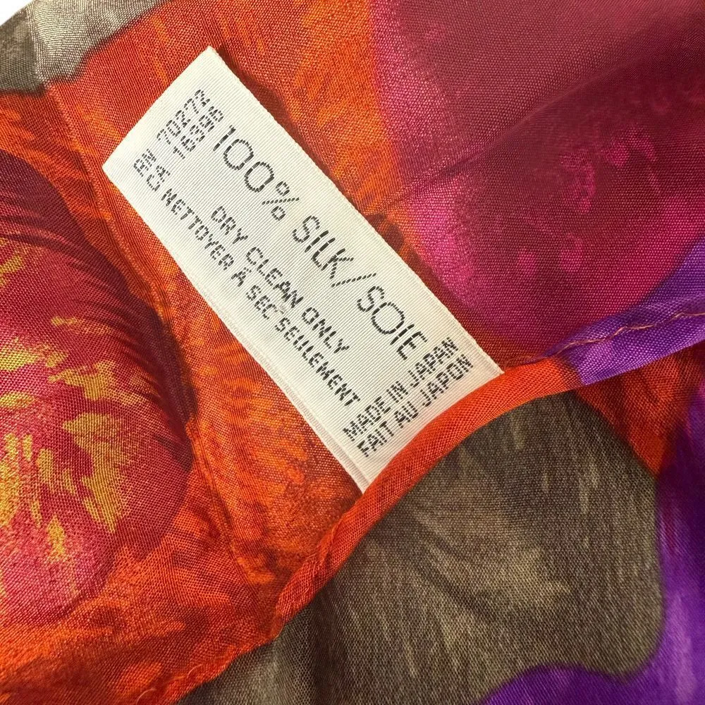 Vintage Liz Claiborne 100% Silk Scarf Floral Pattern Rectangle Made in Japan 55" - Image 5