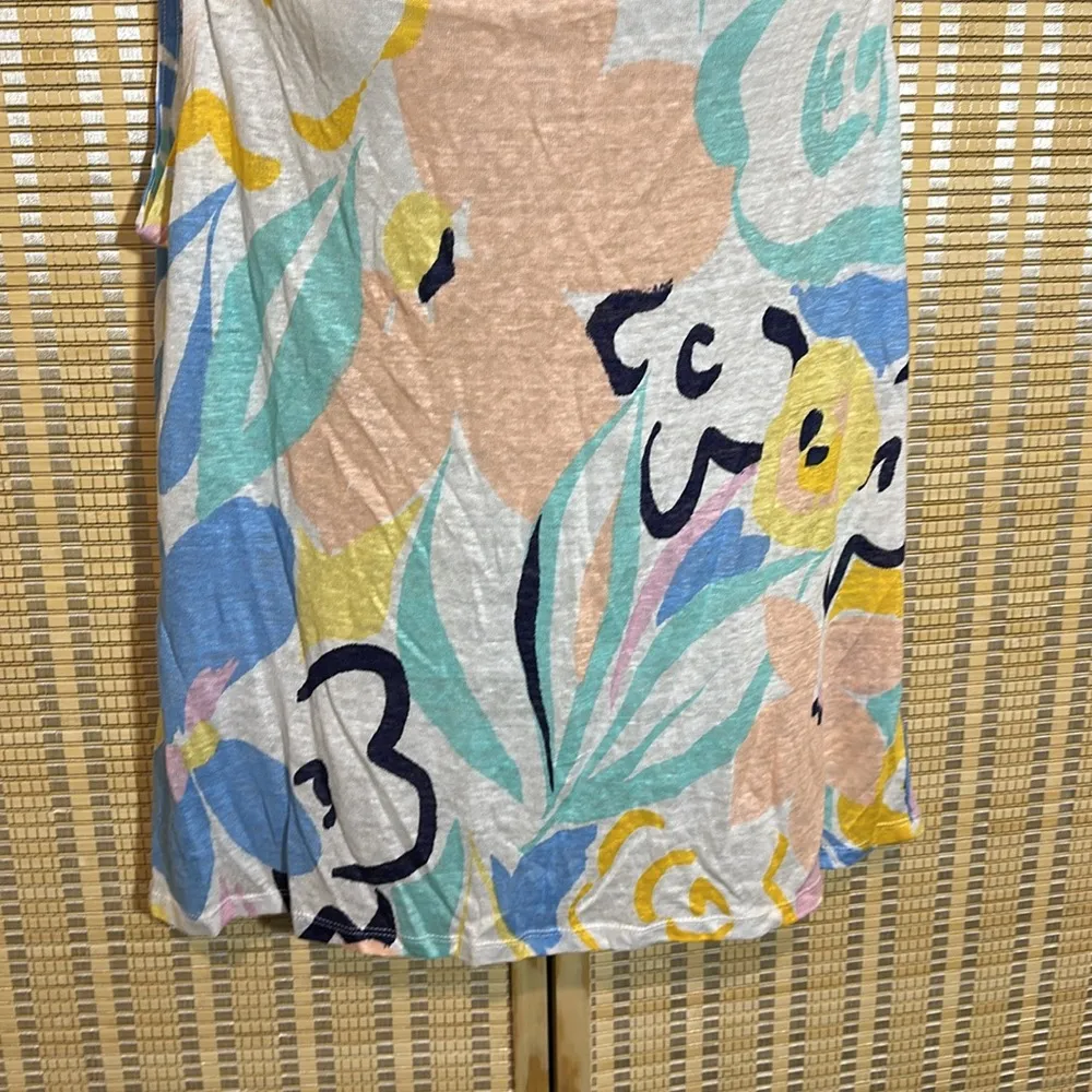 Rachel Zoe Abstract Floral Print Multicolored 100% Linen Tank Top Size XL NWT - Image 3
